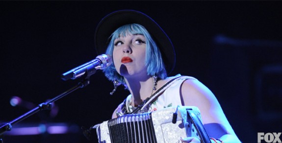 Joey Cook works the squeezebox in Detroit. (American Idol)